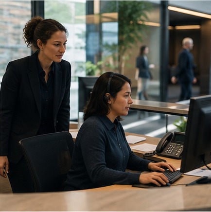 Consultant observing real work at an operations desk